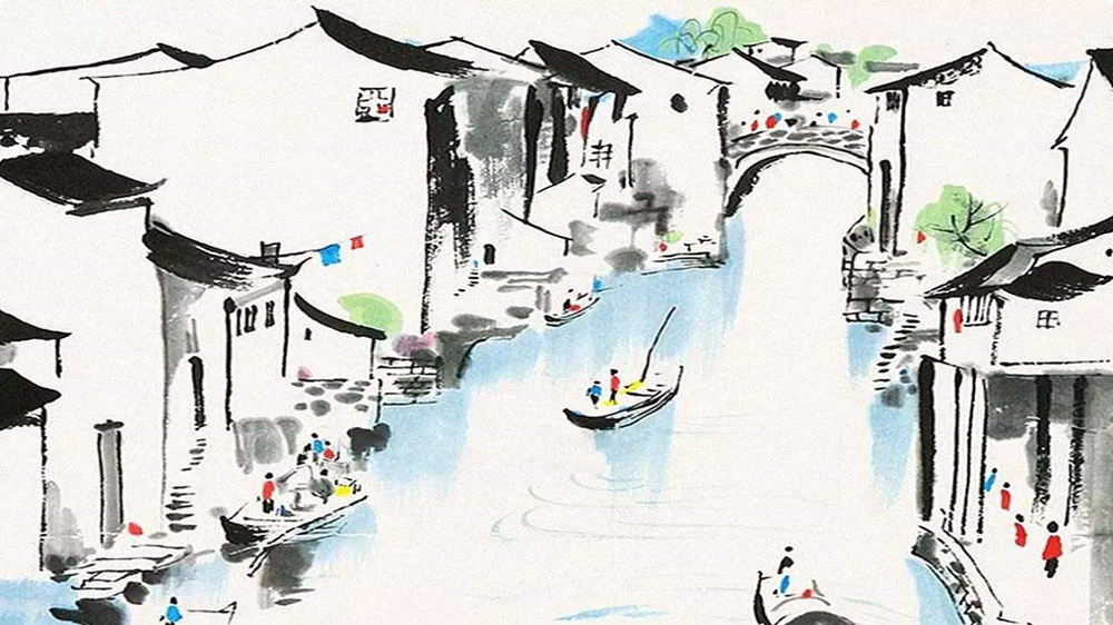 一踩上周庄的石板路,人就在水中央了,绕着水乡人家的都是河汊,抱着